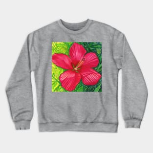 Red Hibiscus Crewneck Sweatshirt